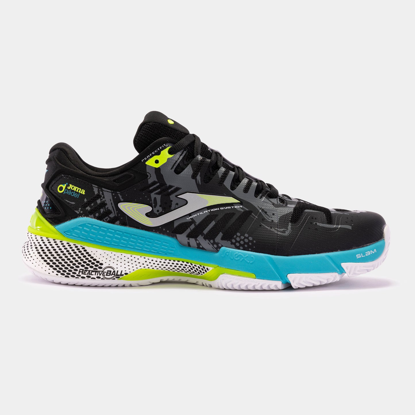 Tenis Joma de Padel para Hombre Slam Men 2401 Negro con turquesa